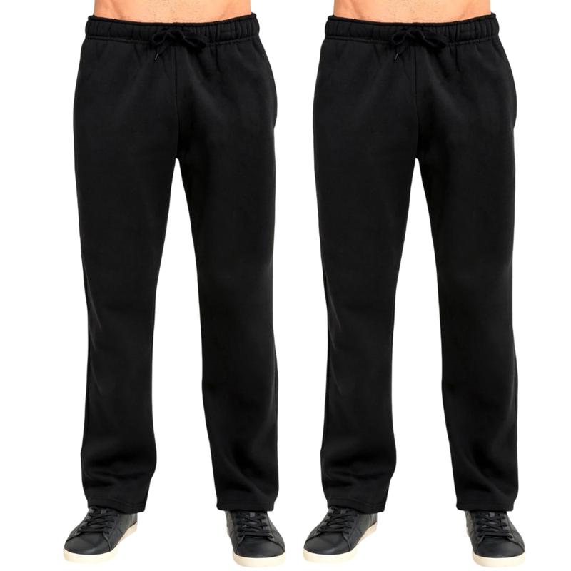 2 Pack Men's Solid Heavyweight Fleece Sweatpants Cotton Blend with Drawstring and Packets S-3XL Regular Big & Tall Lounge Pants Fall Winter Menswear