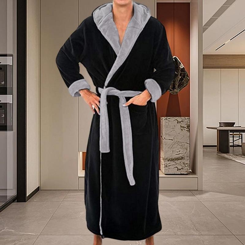 Plush Hooded Bathrobe Luxurious Men's Hooded Bathrobe with Adjustable Belt Super Soft Fluffy Texture Highly for Ultimate