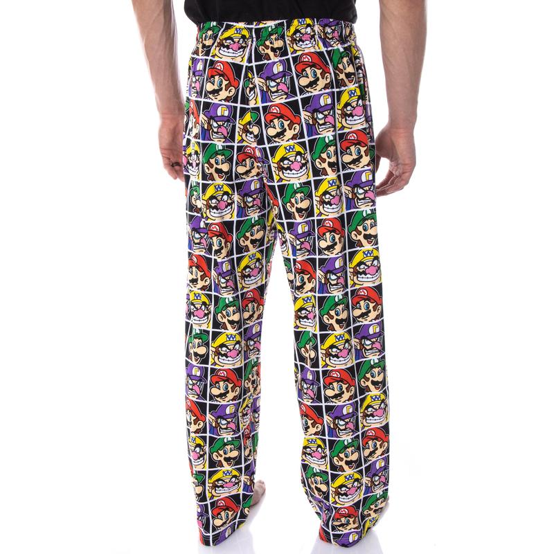 Nintendo Men's Mario and Villains Grid Soft Touch Cotton Pajama Pants