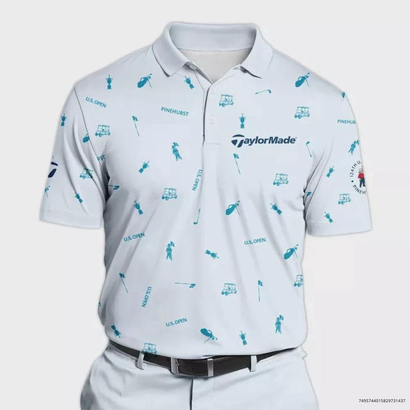 TTaylor Fan Made 124th U.S. Open 3D Print Polo Shirt Light Blue Pastel Golf