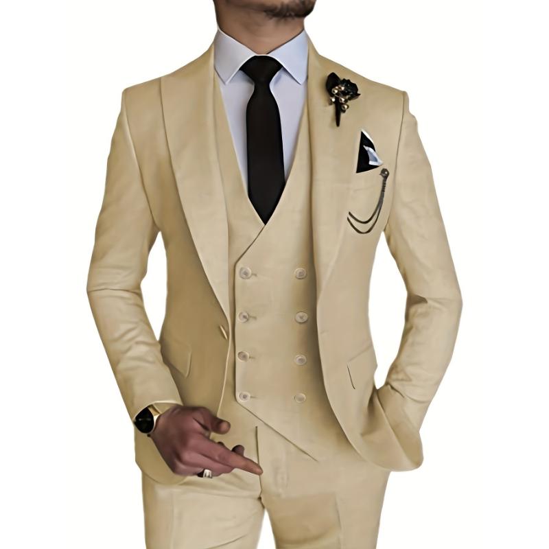 3-Piece Men's Suit - Sleek Slim Fit with One Button Blazer, Versatile Vest, and Trousers - Ideal for Formal Events, Business Meetings, and Weddings