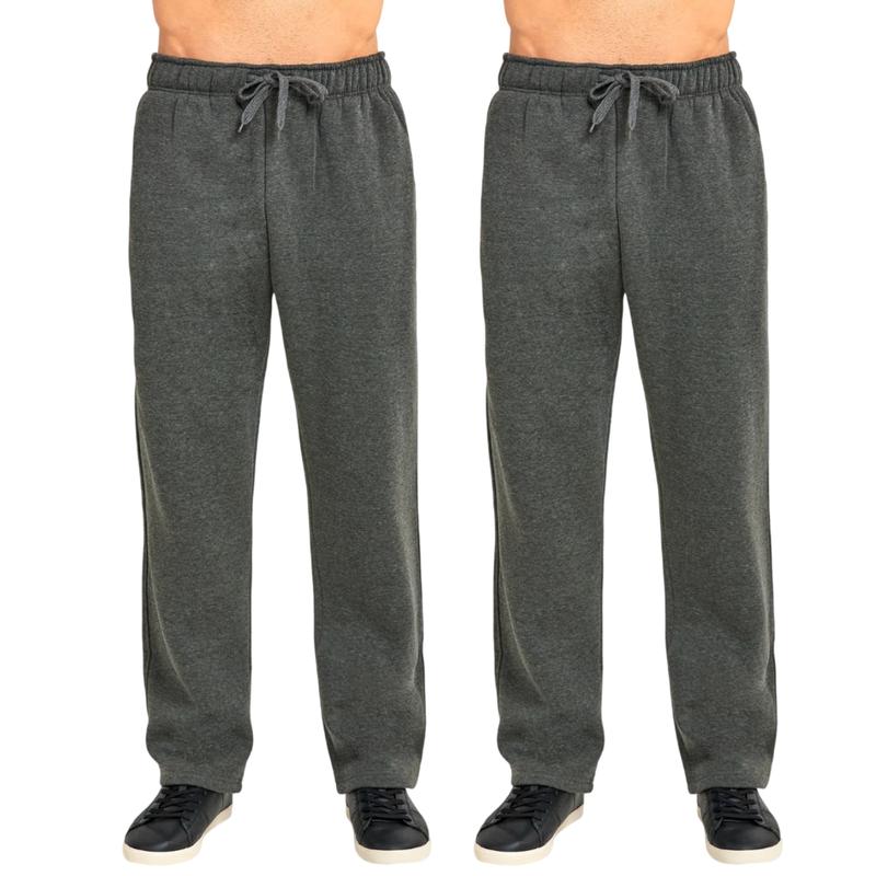 2 Pack Men's Solid Heavyweight Fleece Sweatpants Cotton Blend with Drawstring and Packets S-3XL Regular Big & Tall Lounge Pants Fall Winter Menswear