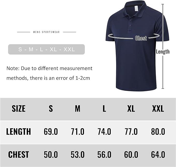 Mens Polo Shirts Moisture Wicking Short Sleeve Performance Quick Dry Athletic Golf Shirts