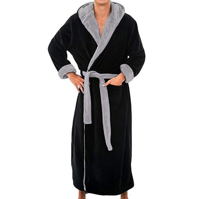 Plush Hooded Bathrobe Luxurious Men's Hooded Bathrobe with Adjustable Belt Super Soft Fluffy Texture Highly for Ultimate