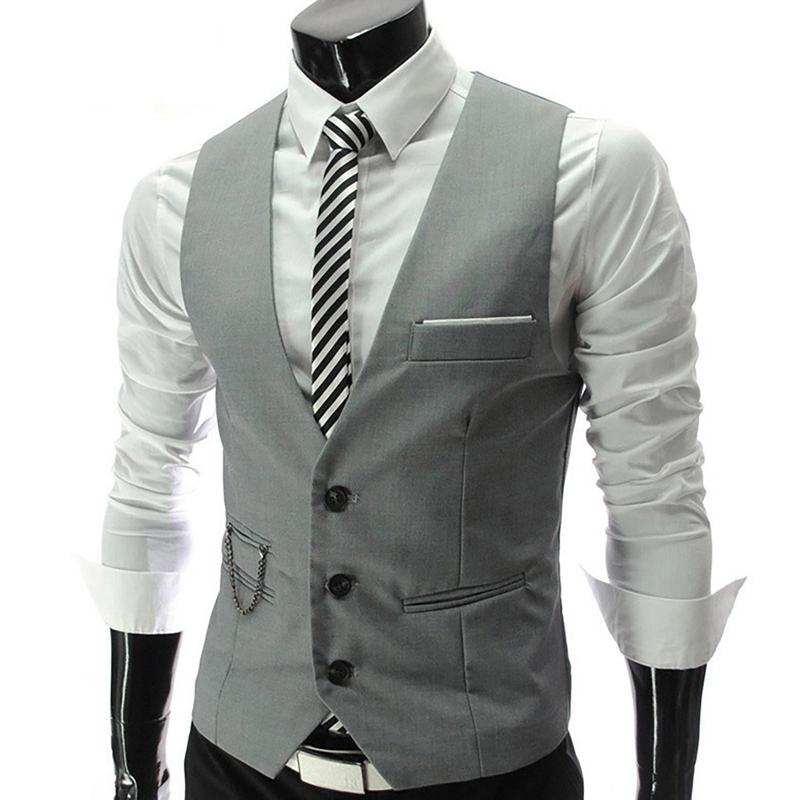 2024 New Men Slim Fit Blazer Vest Fashion Formal Black Grey Vest For Suit Sleeveless Business Blazer Jacket Mens Waistcoat Vest