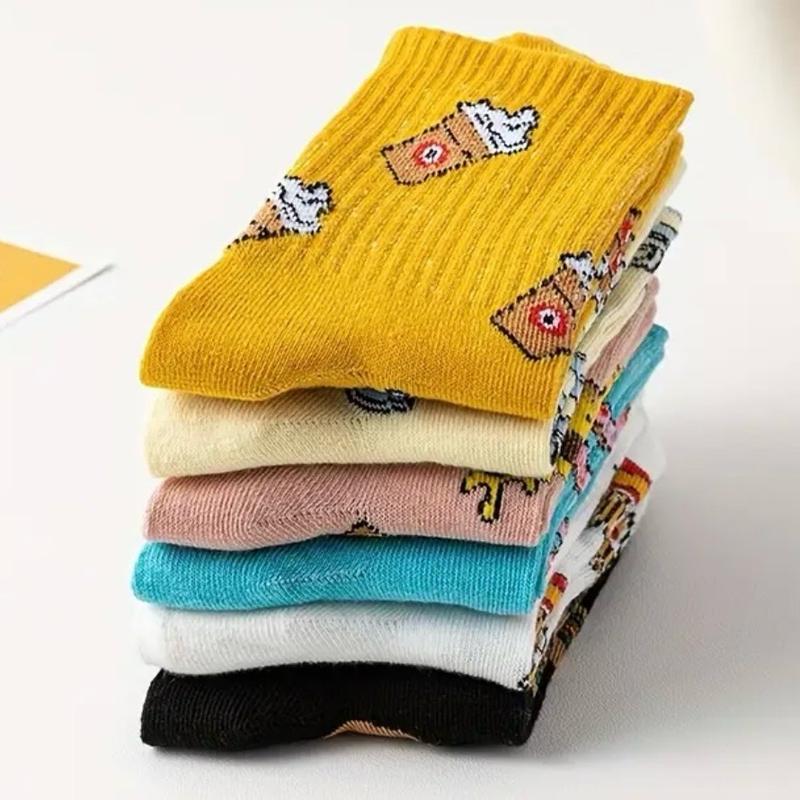 Fast Food Variety Men's Comfort Socks - Cotton, Unisex, Size 5-8 - Womenswear, Underwear season sock cute sock for cotton sock fashion cozy casual comfy woman sock lady sock colored low cut  Soft Stylish winter warm print crew warm sock stocking christmas