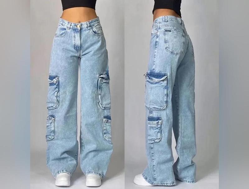 Streetwear Fashion New Multi-pocket Washed Baggy Jeans Men And Women Y2K Hip-hop Harajuku Casual Gothic High Waist Wide Trouser