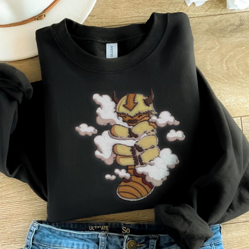 Appa Embroidered Sweatshirt, Embroidered Anime Shirt, Anime Shirt, Embroidered Shirt