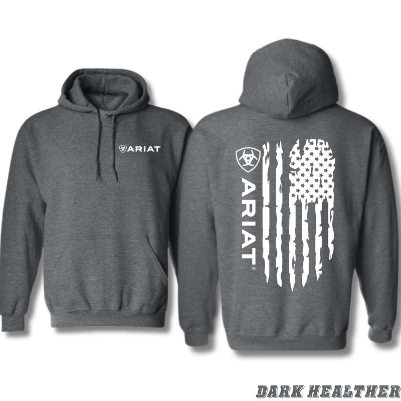 Ariat Hoodie - Rugged American Flag Design with Ariat Logo, Unisex Sweatshirt for Casual Wear and Outdoor Adventure - tiktok shop, Menswear, Sweatshirts