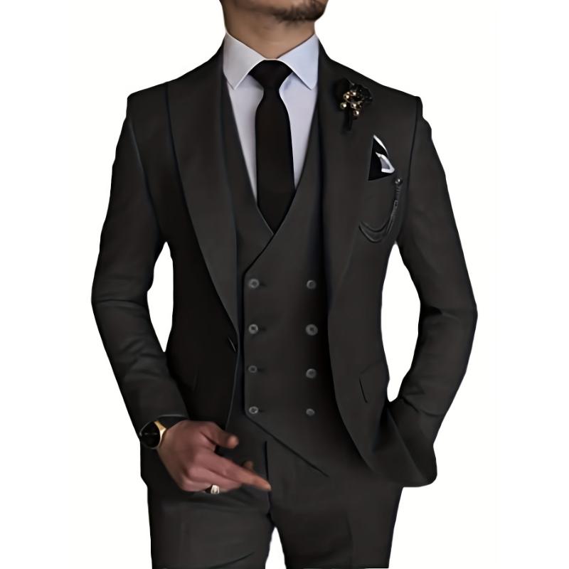 3-Piece Men's Suit - Sleek Slim Fit with One Button Blazer, Versatile Vest, and Trousers - Ideal for Formal Events, Business Meetings, and Weddings