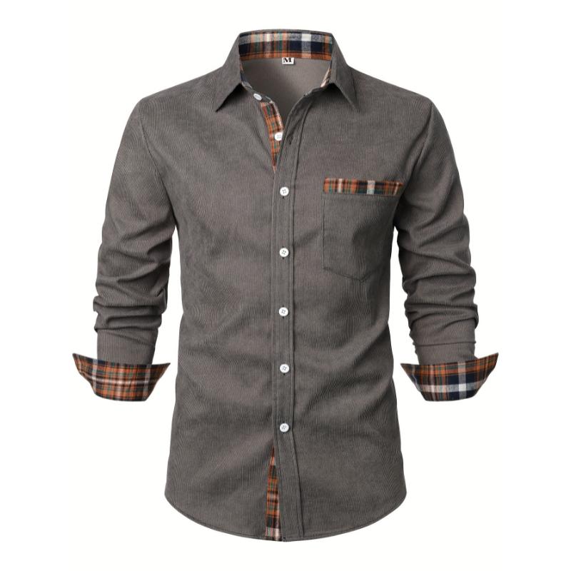 Men's Lapel Shirt - Adult Men - Polyester, Solid color, Casual, All-season, Non-stretch - Suitable for Office, Business Meeting, Casual Outing Collar Menswear