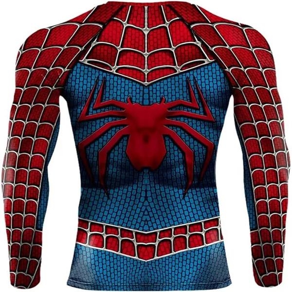 3D Superhero Spider Compression Long and Short Sleeve T- Shirt for Sport Exercise Cosplay,  Compression Tights Tops Tee Gym Clothing Costumes Menswear