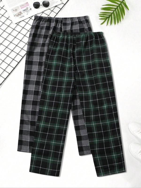 Men's Plaid Print Elastic Waist Sleep Pants, Mens Clothing, Casual Comfy Lounge Pants, Soft Breathable Sleep Bottoms for All Seasons, Men's Homewear & Nightwear, Sleep Pants for Men, Summer Wear 2024, Pajama Pants, Vintage Clothing