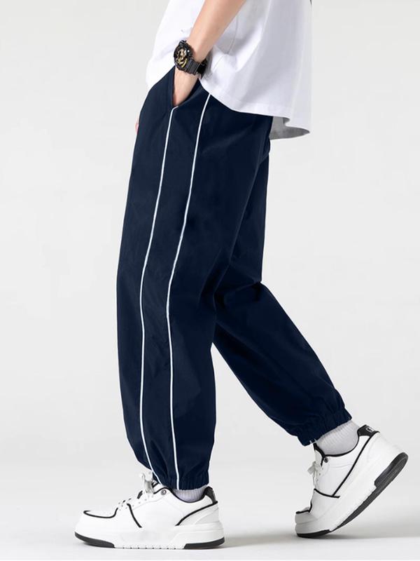 Men's Side Stripe Drawstring Waist Jogger Pants, Casual Loose Pocket Trousers for Spring & Fall, Fashion Men's Bottoms for Daily Wear