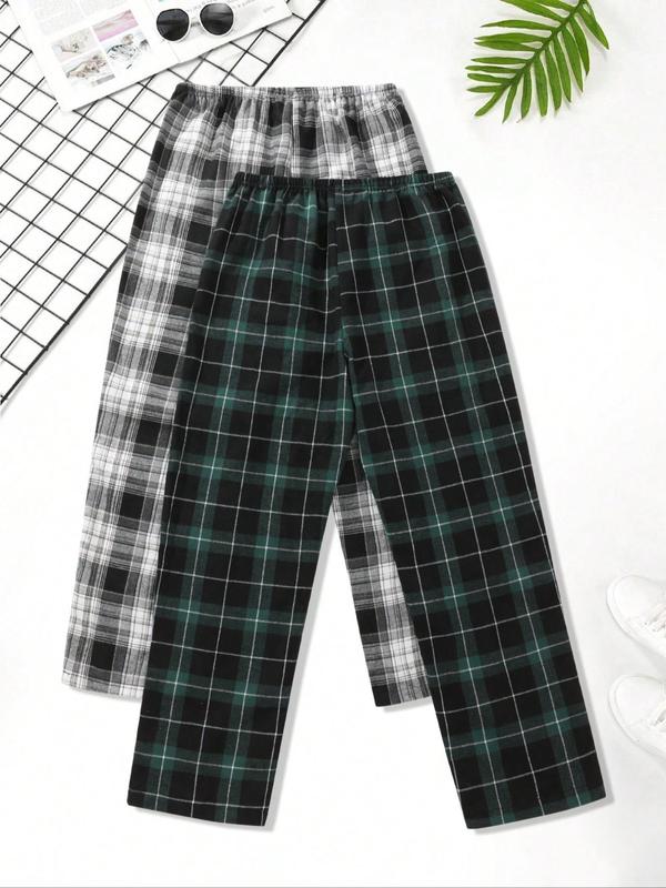 Men's Plaid Print Elastic Waist Sleep Pants, Mens Clothing, Casual Comfy Lounge Pants, Soft Breathable Sleep Bottoms for All Seasons, Men's Homewear & Nightwear, Sleep Pants for Men, Summer Wear 2024, Pajama Pants, Vintage Clothing