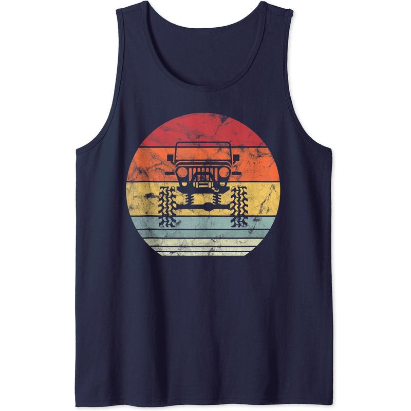 Vintage Truck Retro Sunset 4x4 Car Off Road Tank Top