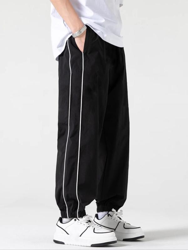 Men's Side Stripe Drawstring Waist Jogger Pants, Casual Loose Pocket Trousers for Spring & Fall, Fashion Men's Bottoms for Daily Wear