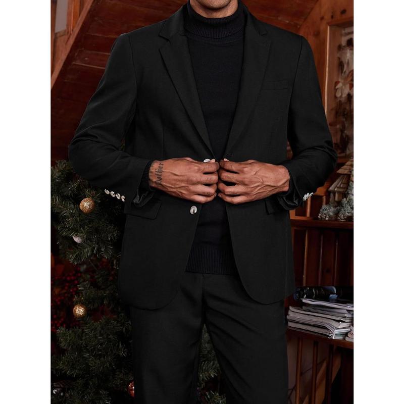 Runcati Mens 2 Piece Suit Slim Fit Two Button Solid Tuxedo Jacket Blazer Pants Wedding Business Prom Sets