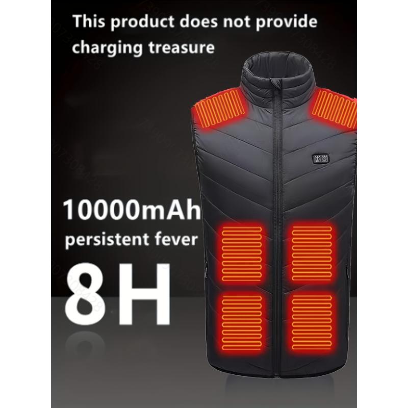 Men's 15 Heating Areas Smart Electric Heated Vest, Washable Constant Temperature Outdoor Vest For Winter (Battery Bank Not Included)