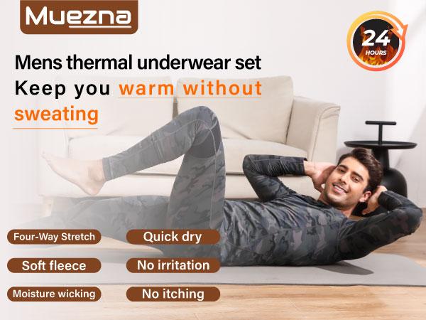 Muezna Men's thermal underwear set Long Johns Base Layer with Soft Fleece Lined