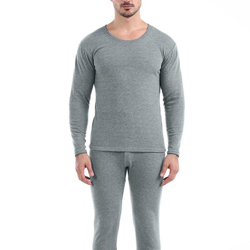 2pcs Set Men Winter Fleece-Lined Underwear Thermal Long Johns Thicken Warm Tops Pants Soft Comfortable Pajamas Man Clothing