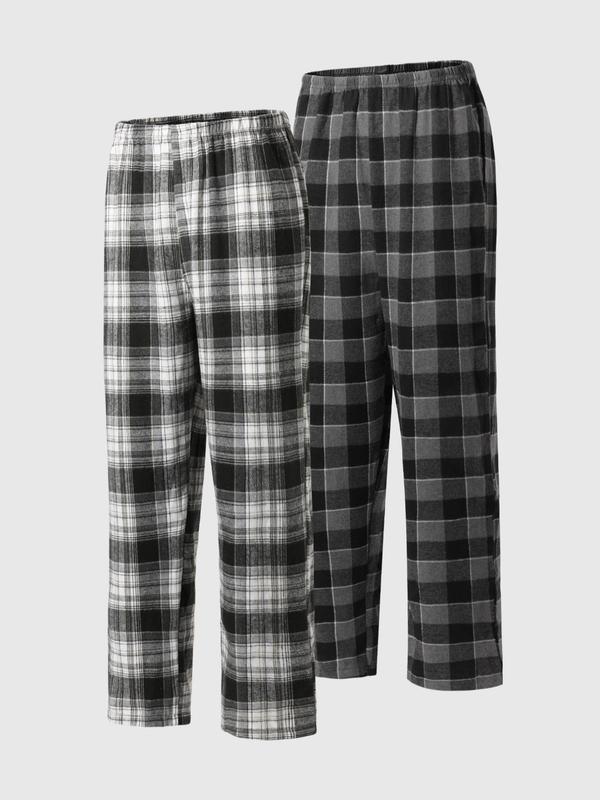 Men's Plaid Print Elastic Waist Sleep Pants, Mens Clothing, Casual Comfy Lounge Pants, Soft Breathable Sleep Bottoms for All Seasons, Men's Homewear & Nightwear, Sleep Pants for Men, Summer Wear 2024, Pajama Pants, Vintage Clothing