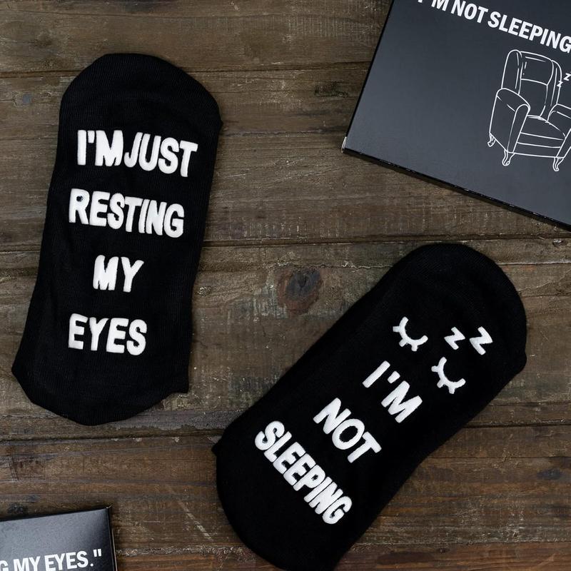 Funny Gifts for Dad Fathers Day Men Women Cute Novelty lovely Socks: Im Not Sleeping Im Just Resting My Eyes