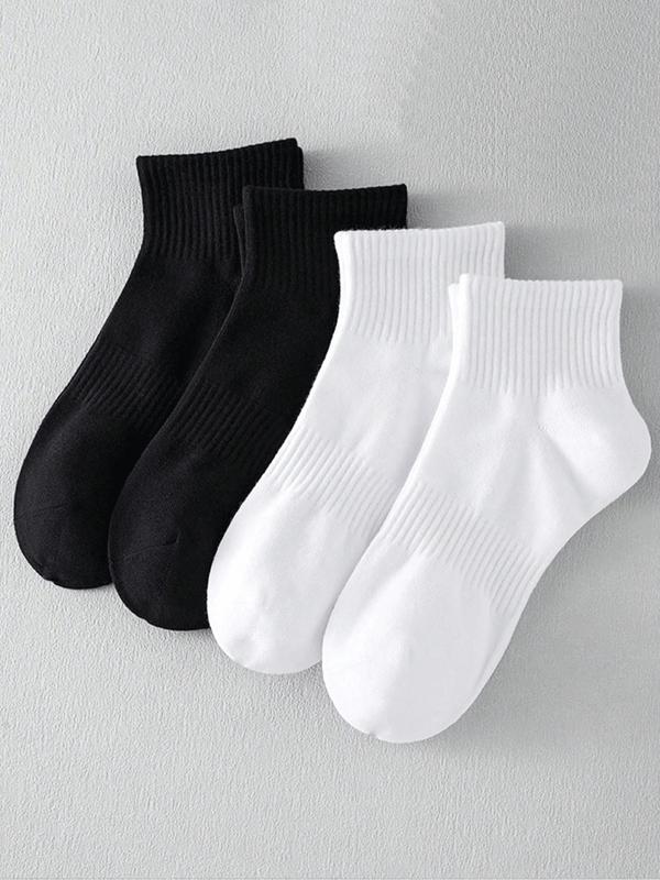 Men's 4 Pairs Classic Plain Crew Socks, Casual Moisture Wicking Socks, Soft Comfy Breathable Socks for All Seasons Daily Wear