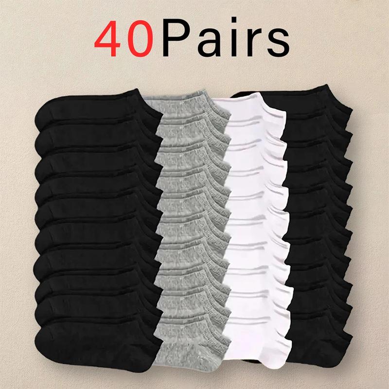 10 40 Pairs Men's Boat Socks Business Sport Sweat Absorption Mature Summer Autumn Solid Color Non Pilling Versatile Ankle Socks