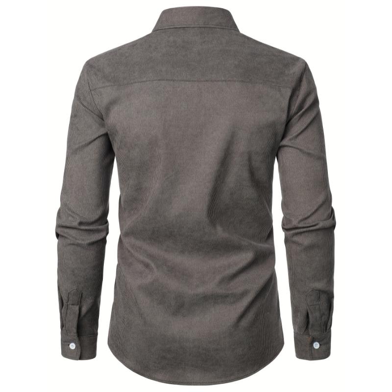 Men's Lapel Shirt - Adult Men - Polyester, Solid color, Casual, All-season, Non-stretch - Suitable for Office, Business Meeting, Casual Outing Collar Menswear