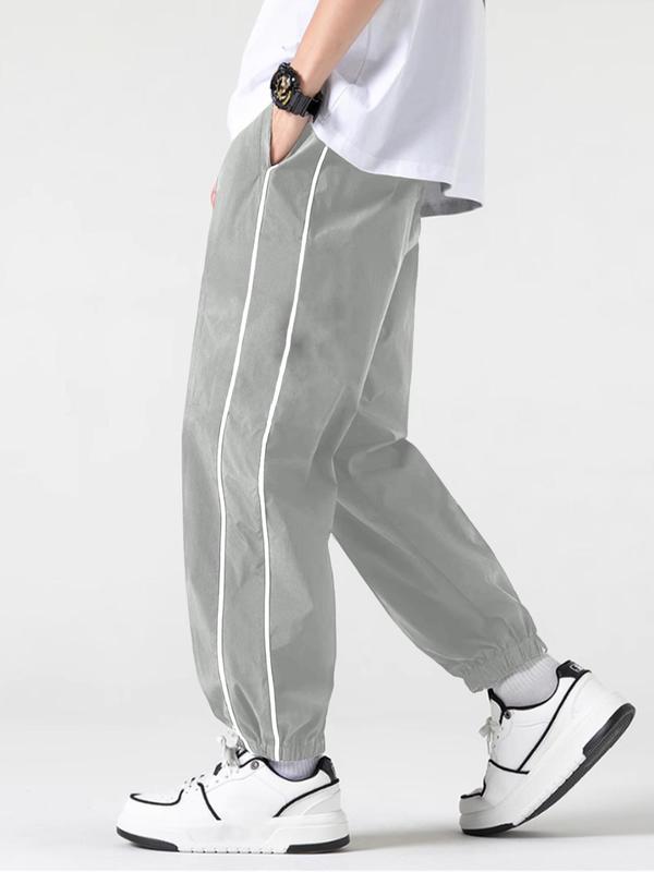 Men's Side Stripe Drawstring Waist Jogger Pants, Casual Loose Pocket Trousers for Spring & Fall, Fashion Men's Bottoms for Daily Wear