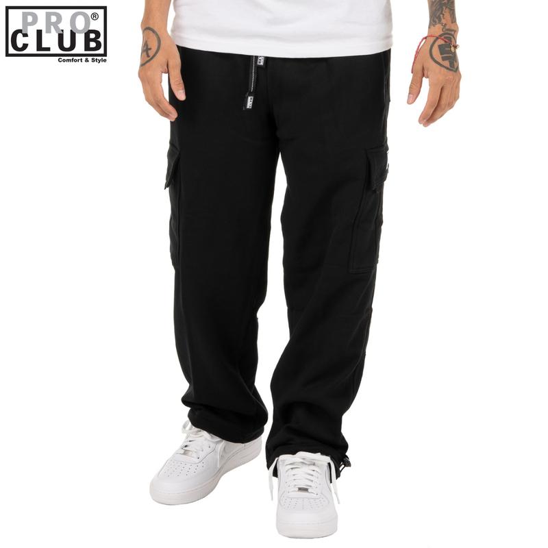 Pro Club Men's Heavyweight Fleece Cargo Pants Cotton Menswear - Ideal for Everyday Wear - Pocket, Jeans