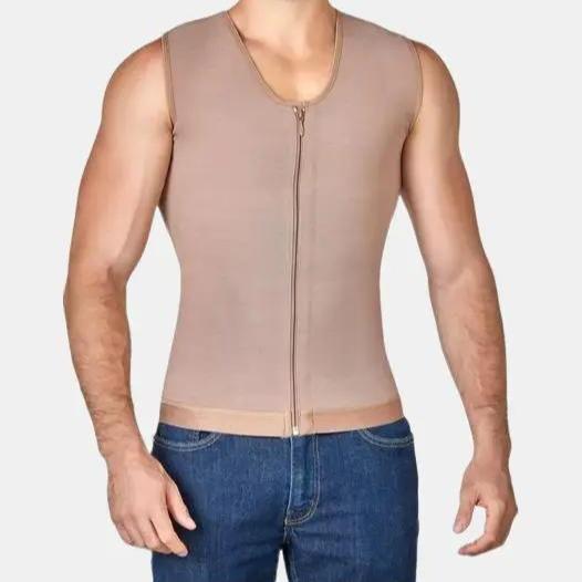 PEANUTBODY Zipper Vest Men Ref. 10010 Menswear Compression Tops Underwear Human Plain Casual Beige Clothing Tropical pocket pockets stain repel