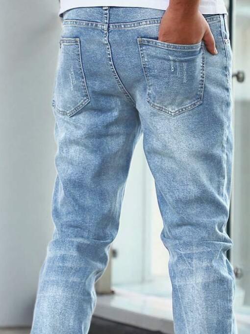 Jeans Men Slant Pocket Slim Straight Jeans VIRAL MENSWEAR Pants Trouser Classic Casual Stylish