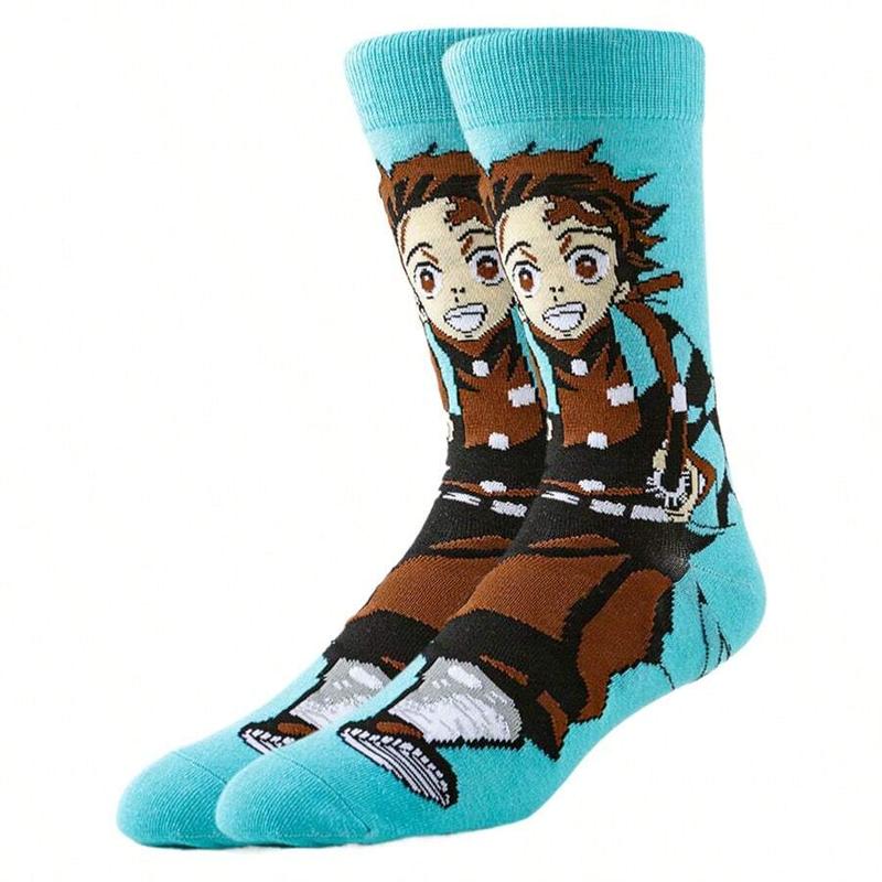 5Pairs Cartoon Anime Socks Men Women One Piece Hip Hop Novelty Funny Socks