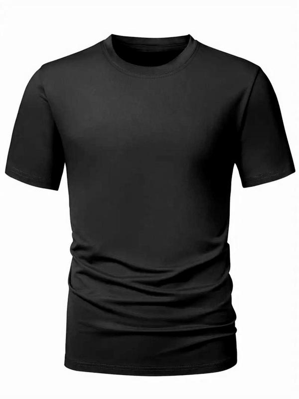 Men's Regular Fit 5pcs Plain Round Neck Tee, Summer Outfits, Casual Solid Short Sleeve T-shirt for Summer, Men's Top for Daily Streetwear, Shortsleeve Plain Tee