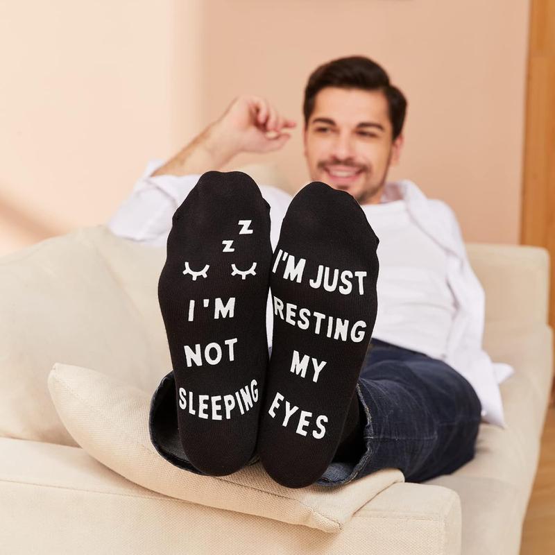 Funny Gifts for Dad Fathers Day Men Women Cute Novelty lovely Socks: Im Not Sleeping Im Just Resting My Eyes