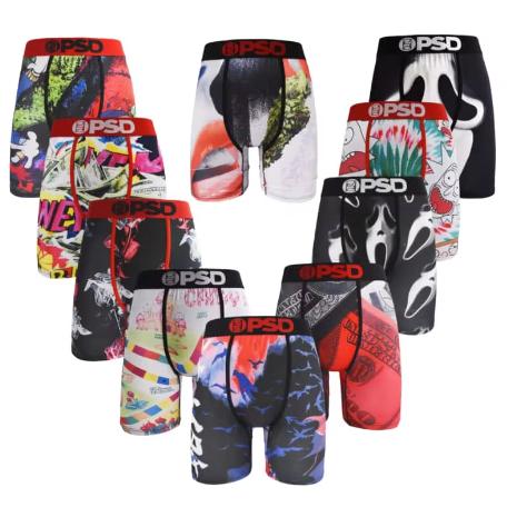 Men's cartoon anime printed long boxer briefs shorts, breathable and comfortable elastic quick-drying sports boxer briefs, men's novel elastic boxer briefs boxer brief