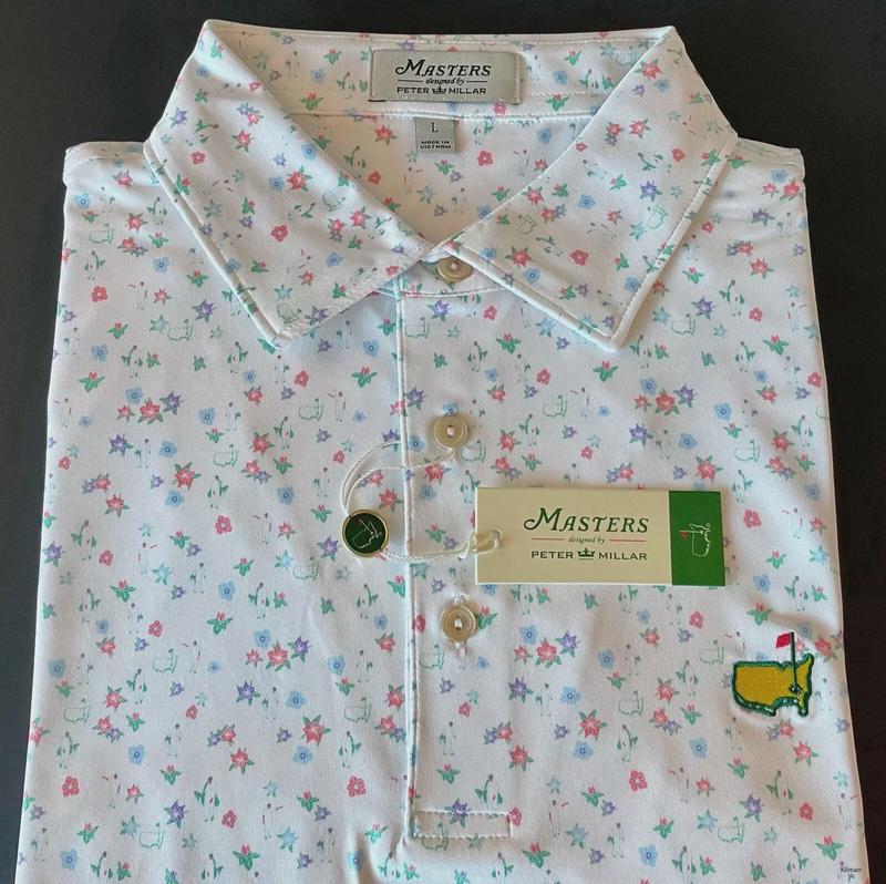 2024 Large Masters by Peter Millar Men's Golf Shirt Floral Caddie Print Polo ?