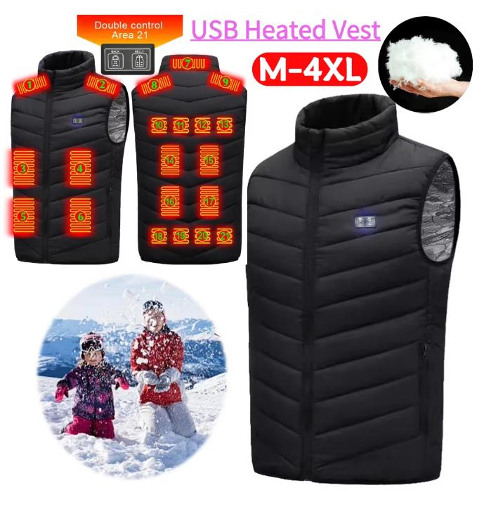 USB Heated Vest Winter Outdoor Warm Vest Electric Heating Thermal Warm Clothes for Men and Women Outdoor Skiing Hiking