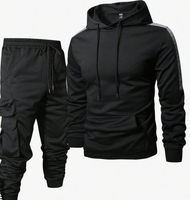 Men's Casual Drawstring Hoodie And Cargo Pants Two Piece Set Going Out Track Suit winter autumn viral Menswear Sweaters Outfit Trouser Long Sleeve