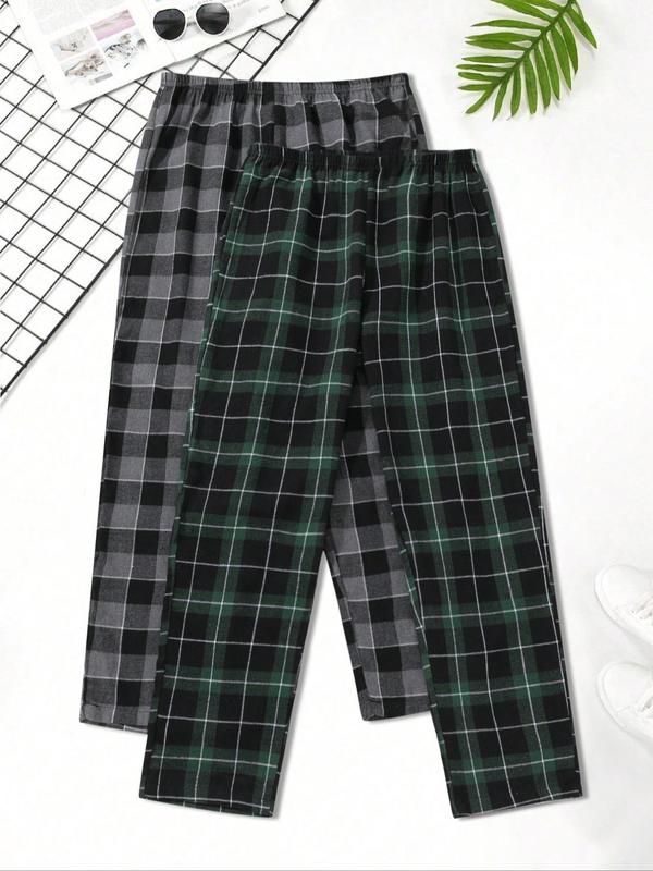 Men's Plaid Print Elastic Waist Sleep Pants, Mens Clothing, Casual Comfy Lounge Pants, Soft Breathable Sleep Bottoms for All Seasons, Men's Homewear & Nightwear, Sleep Pants for Men, Summer Wear 2024, Pajama Pants, Vintage Clothing