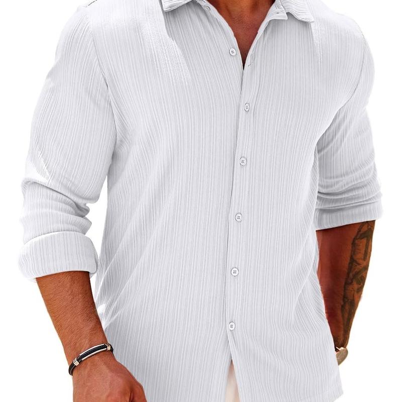 COOFANDY Athletic Fit Dress Shirts for Men Ribbed Knit Textured Button Down Shirts