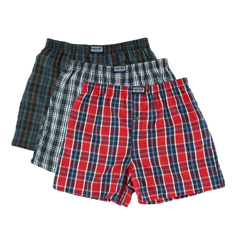 Knocker Men's Plaid Boxer Shorts (Pack of 6)