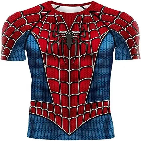 3D Superhero Spider Compression Long and Short Sleeve T- Shirt for Sport Exercise Cosplay,  Compression Tights Tops Tee Gym Clothing Costumes Menswear