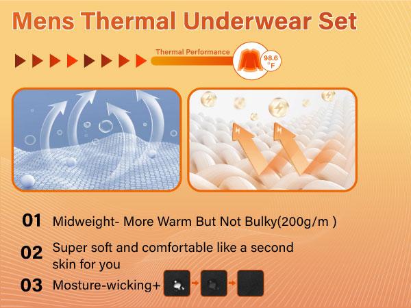 Muezna Men's thermal underwear set Long Johns Base Layer with Soft Fleece Lined