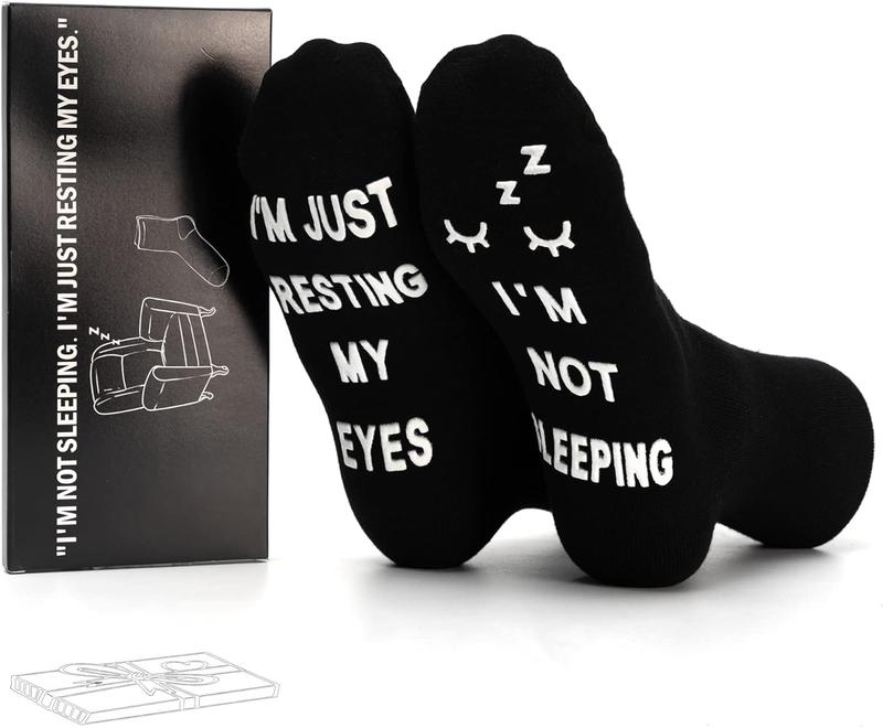 Funny Gifts for Dad Fathers Day Men Women Cute Novelty lovely Socks: Im Not Sleeping Im Just Resting My Eyes