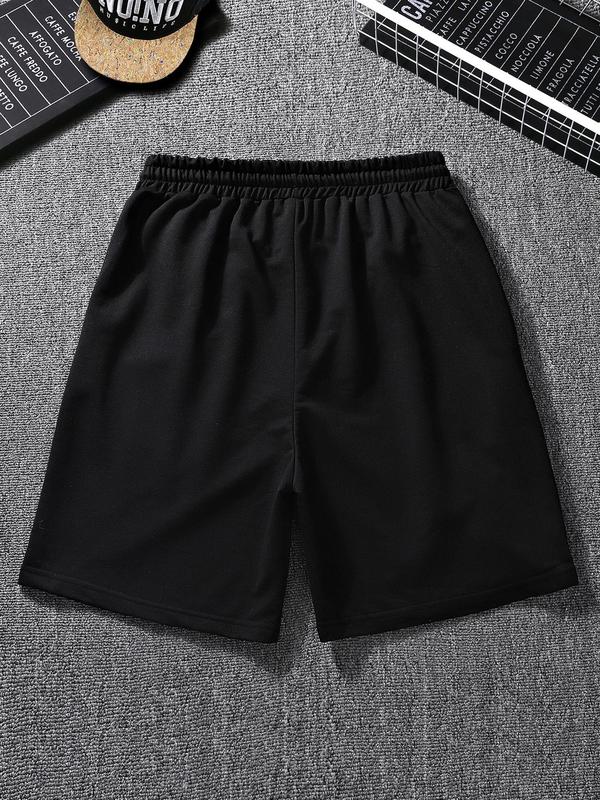 Men's Cross Print Drawstring Pocket Shorts, Regular Fit Casual Elastic Waist Straight Leg Shorts for Summer, Men's Bottoms for Daily Wear