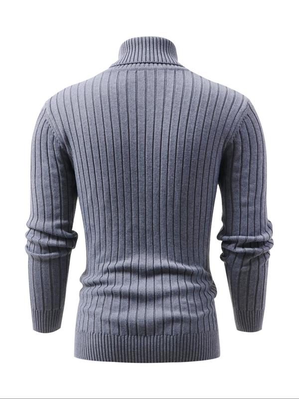 Men's Colorblock High Neck Sweater Pullover, Regular Fit Casual Long Sleeve Jumper for Fall & Winter, Fashion Men's Knitwear for Daily Wear