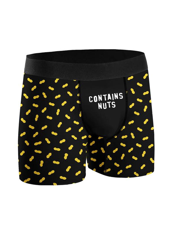 Men's All Over Print Contrast Tape Boxer Brief, Slim Casual Comfy Breathable Boxer Brief for Daily Wear, Underwear for Men